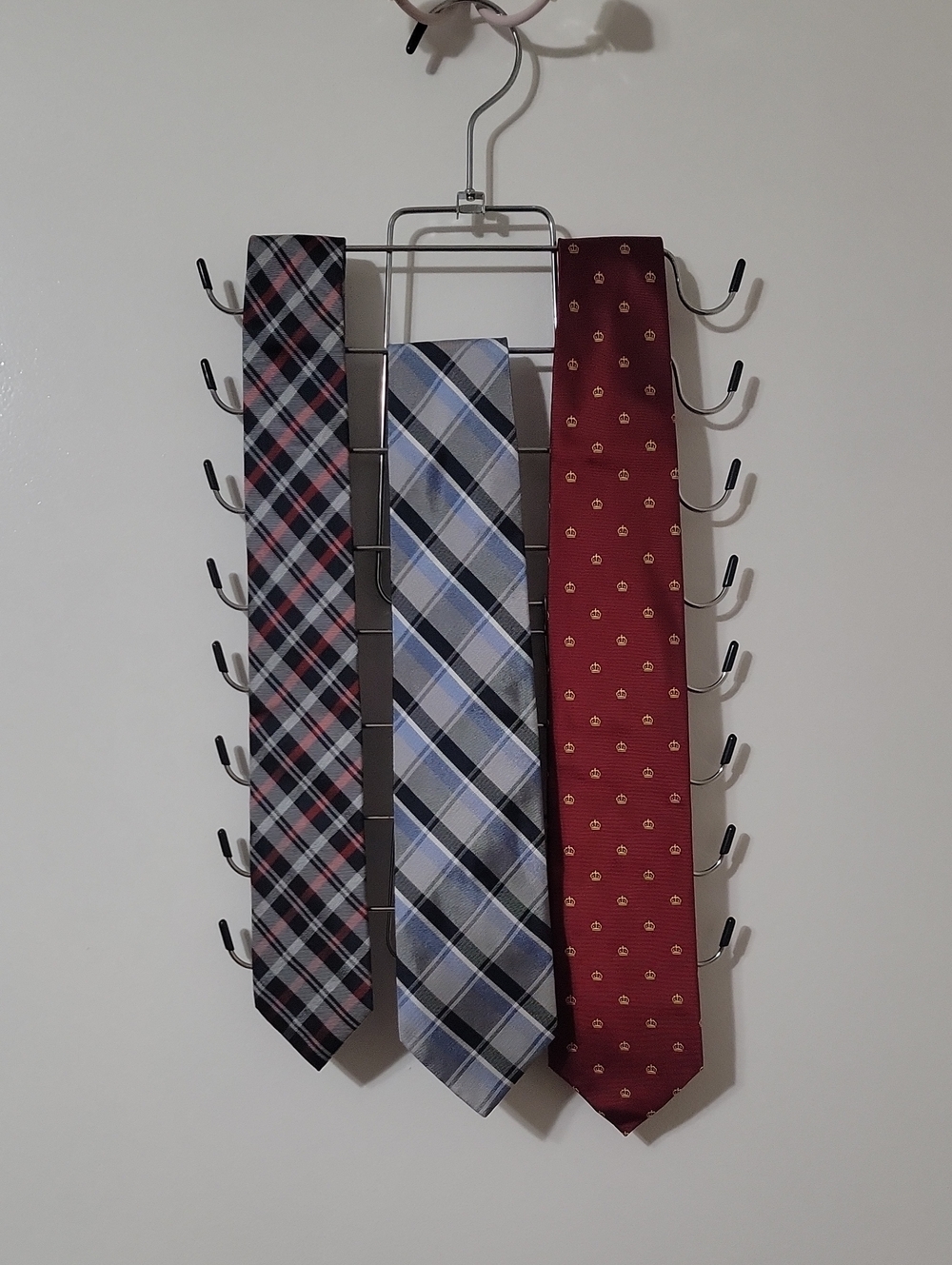 Jos. A. Bank Men's Tie Trio - Burgundy, Blue & Gray Plaids